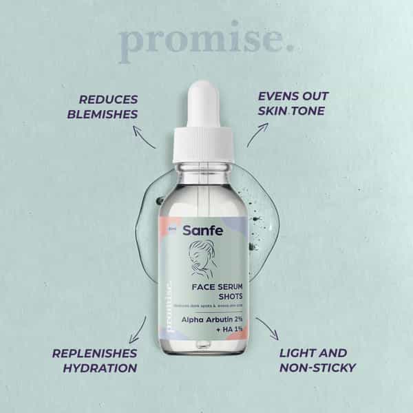 Sanfe Promise 2% Alpha Arbutin Face Serum Shots For Pigmentation & Dark Spots Removal 30Ml