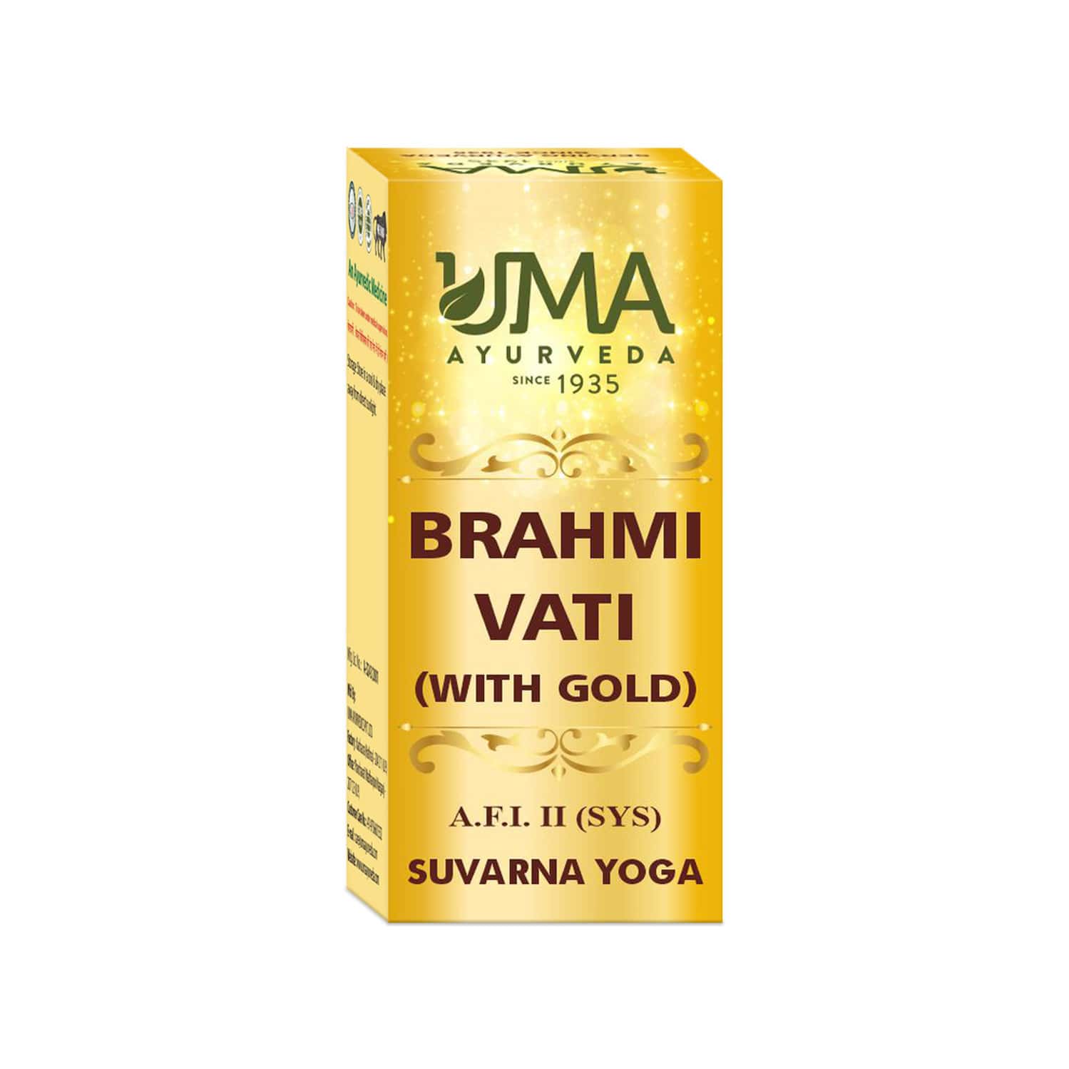 Uma Ayurveda Brahmi Vati With Gold Ayurvedic Tablets 10 Tab