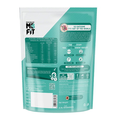 Muscleblaze Fit High Protein Oats 1 Kg, Fruit & Super Seeds, Breakfast Cereals For Weight Management