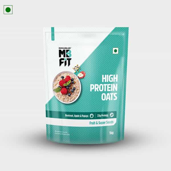 Muscleblaze Fit High Protein Oats 1 Kg, Fruit & Super Seeds, Breakfast Cereals For Weight Management