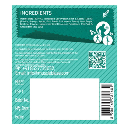 Muscleblaze Fit High Protein Oats 1 Kg, Fruit & Super Seeds, Breakfast Cereals For Weight Management