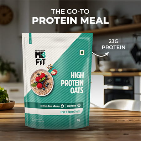 Muscleblaze Fit High Protein Oats 1 Kg, Fruit & Super Seeds, Breakfast Cereals For Weight Management