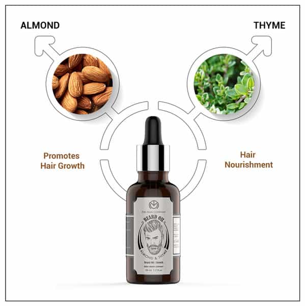 The Man Company Beard Growth Oil With Almond & Thyme For Beard Growth - 30 Ml