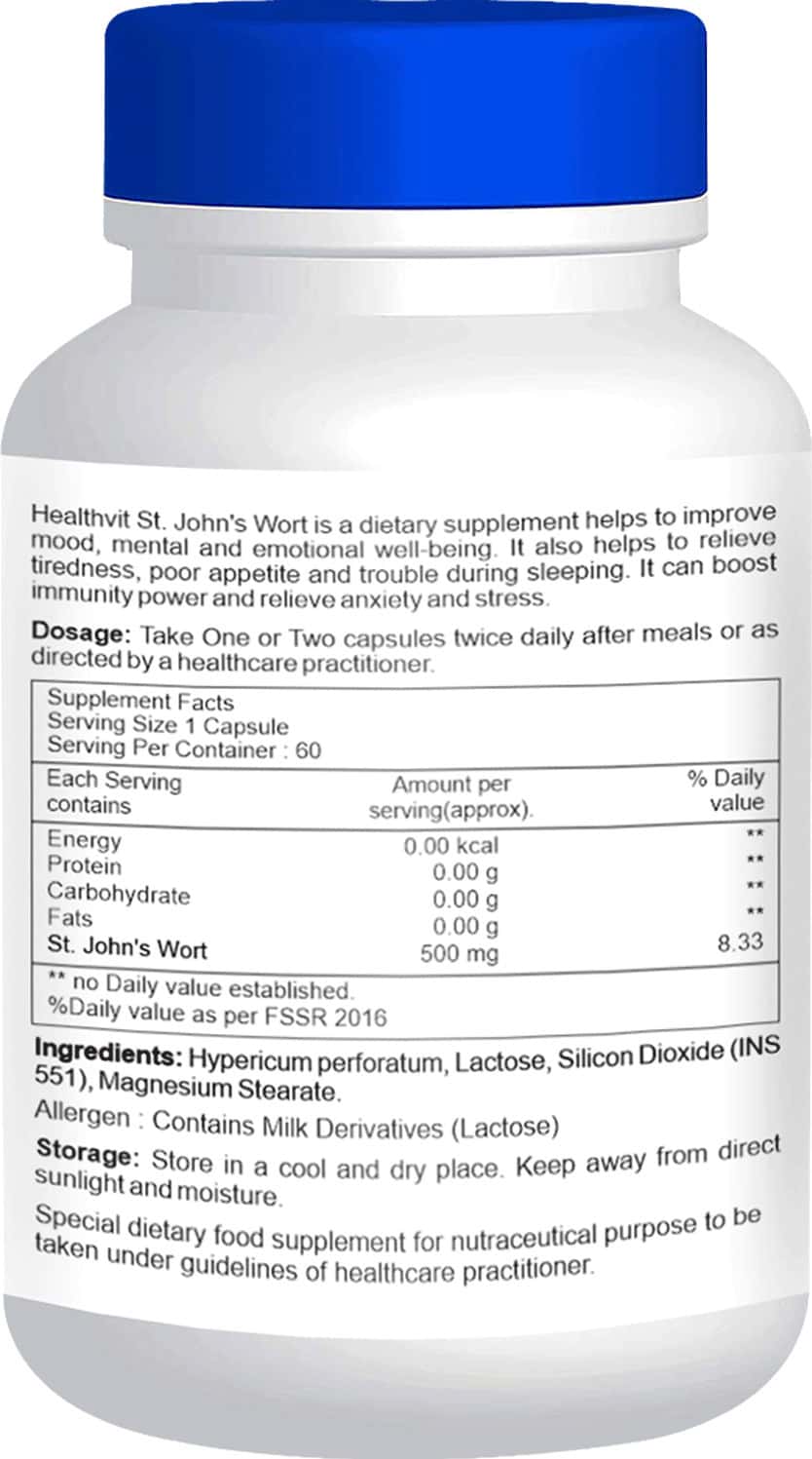 Buy HEALTHVIT ST. JOHN'S WORT 500MG 60 CAPSULES Online & Get Upto 60