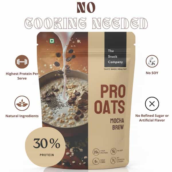 The Snack Company Protein Oats Pack Of 3 - Mocha Brew | 20.1G Protein | 6.78G Fibre | No Soy