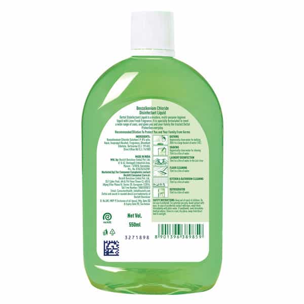 Dettol Liquid Disinfectant For Floor Cleaner Surface Disinfection Personal Hygiene Lime Fresh 550Ml