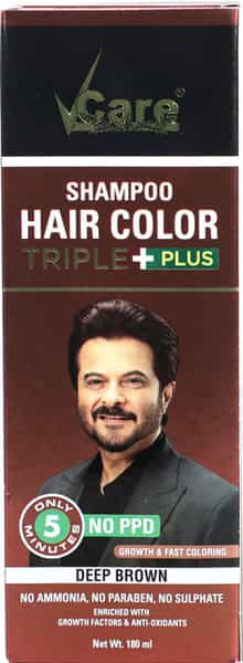 Vcare Shampoo Hair Color - Deep Brown - No Ppd - 180Ml