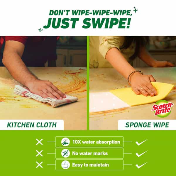 Scotch-Brite Multi-Purpose Easy To Use Kitchen Cleaning Sponge Wipe-Large-1 Piece