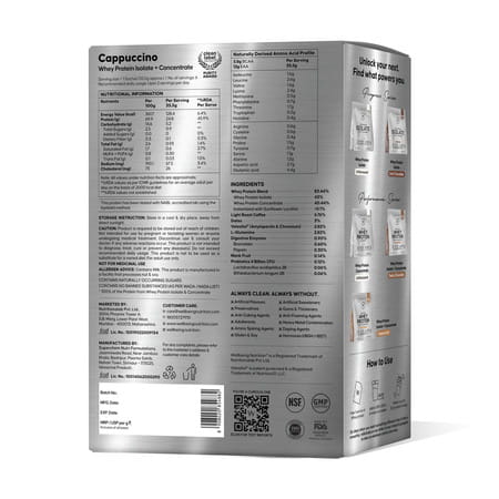 Wellbeing Nutrition Whey Protein Isolate + Concentrate (Cappuccino) | 213g Pack Of 6