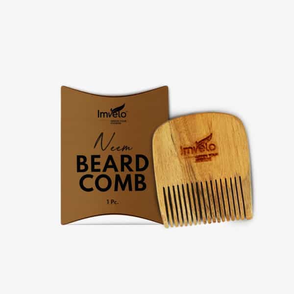 Imvelo Neem Wood Pocket 1 Beard Comb - Natural Grooming Tool For Men | Fine Tooth Comb For Beard