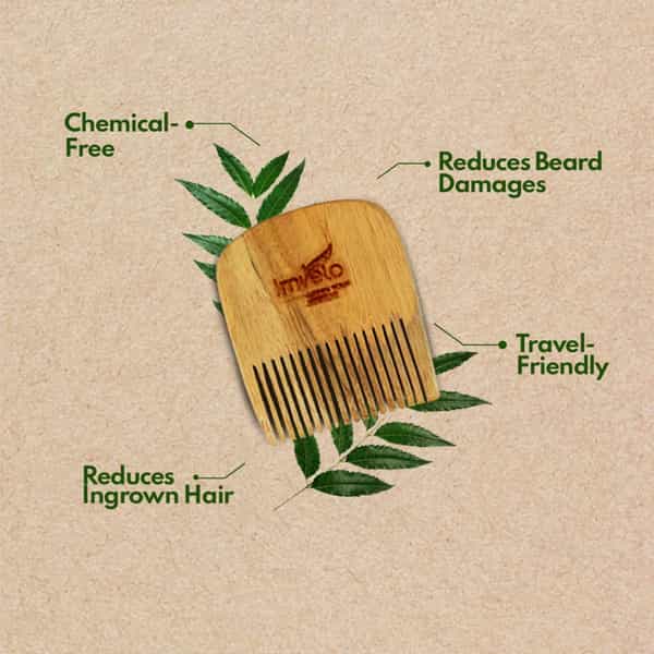 Imvelo Neem Wood Pocket 1 Beard Comb - Natural Grooming Tool For Men | Fine Tooth Comb For Beard