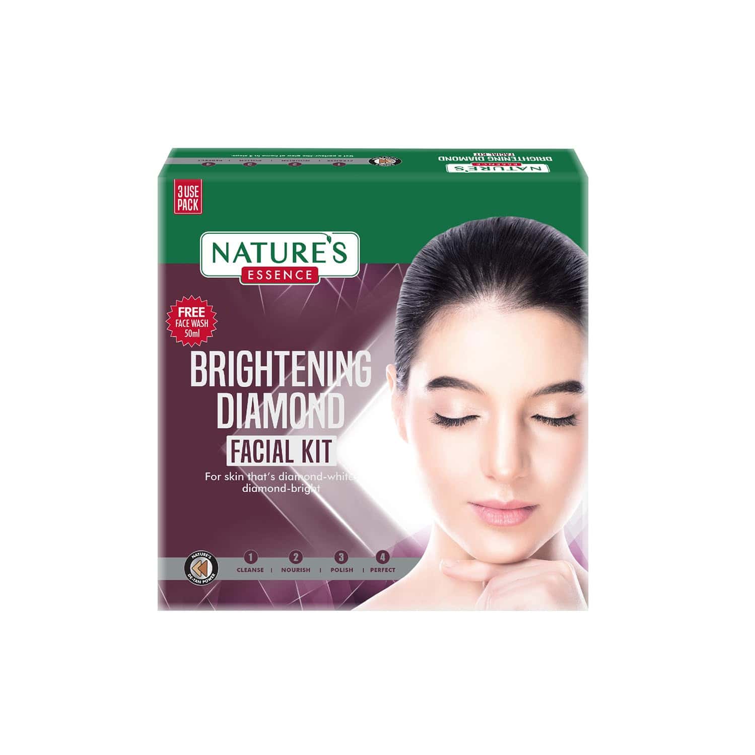 Nature's Essence Brightening Diamond Facial Kit|bright&glowing Skin Infused With Diamond&saffron|75g