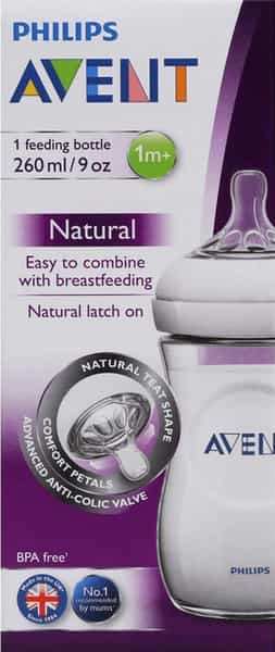 Philips Avent 260Ml Natural Feeding Bottle With 125Ml Natural Feeding Bottle