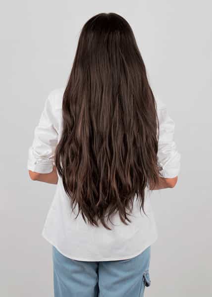 Streak Street Clip-In 24" Straight Dark Brown Side Patches With Golden Highlights (6Pcs Set)