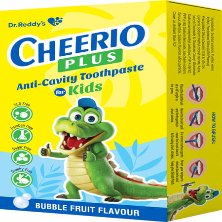Cheerio Plus Bubble Fruit Flavour Sugar Free Kids Anti Cavety Toothpaste 75gm