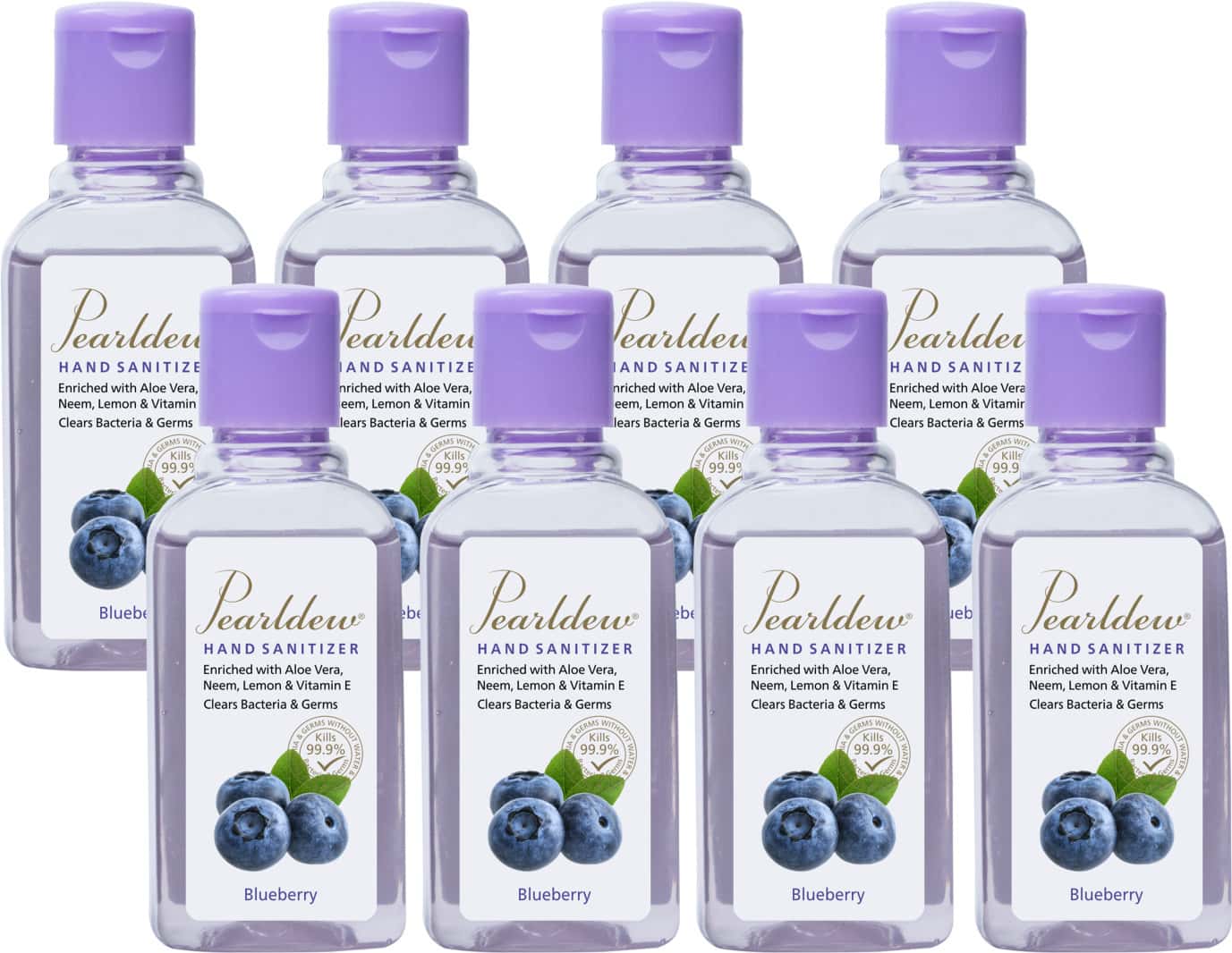 Pearldew Hand Sanitizer (Gel) Blueberry 60 Ml - Pack Of 8