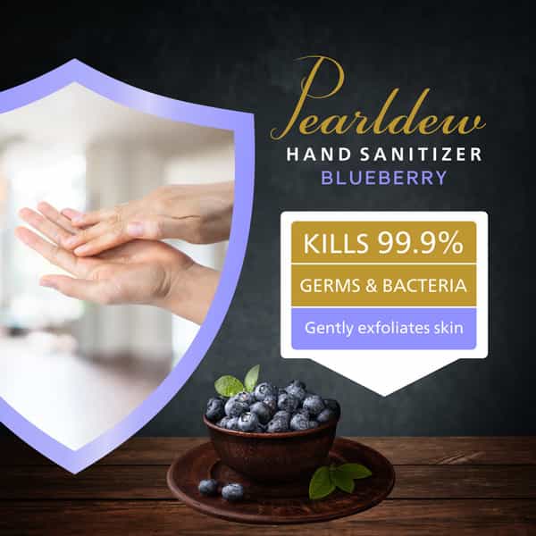 Pearldew Hand Sanitizer (Gel) Blueberry 60 Ml - Pack Of 8