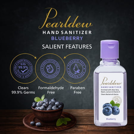 Pearldew Hand Sanitizer (Gel) Blueberry 60 Ml - Pack Of 8