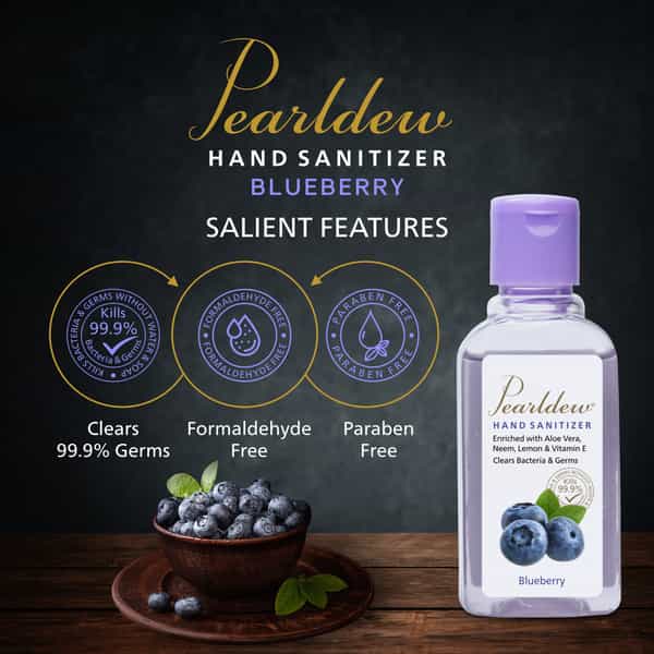Pearldew Hand Sanitizer (Gel) Blueberry 60 Ml - Pack Of 8