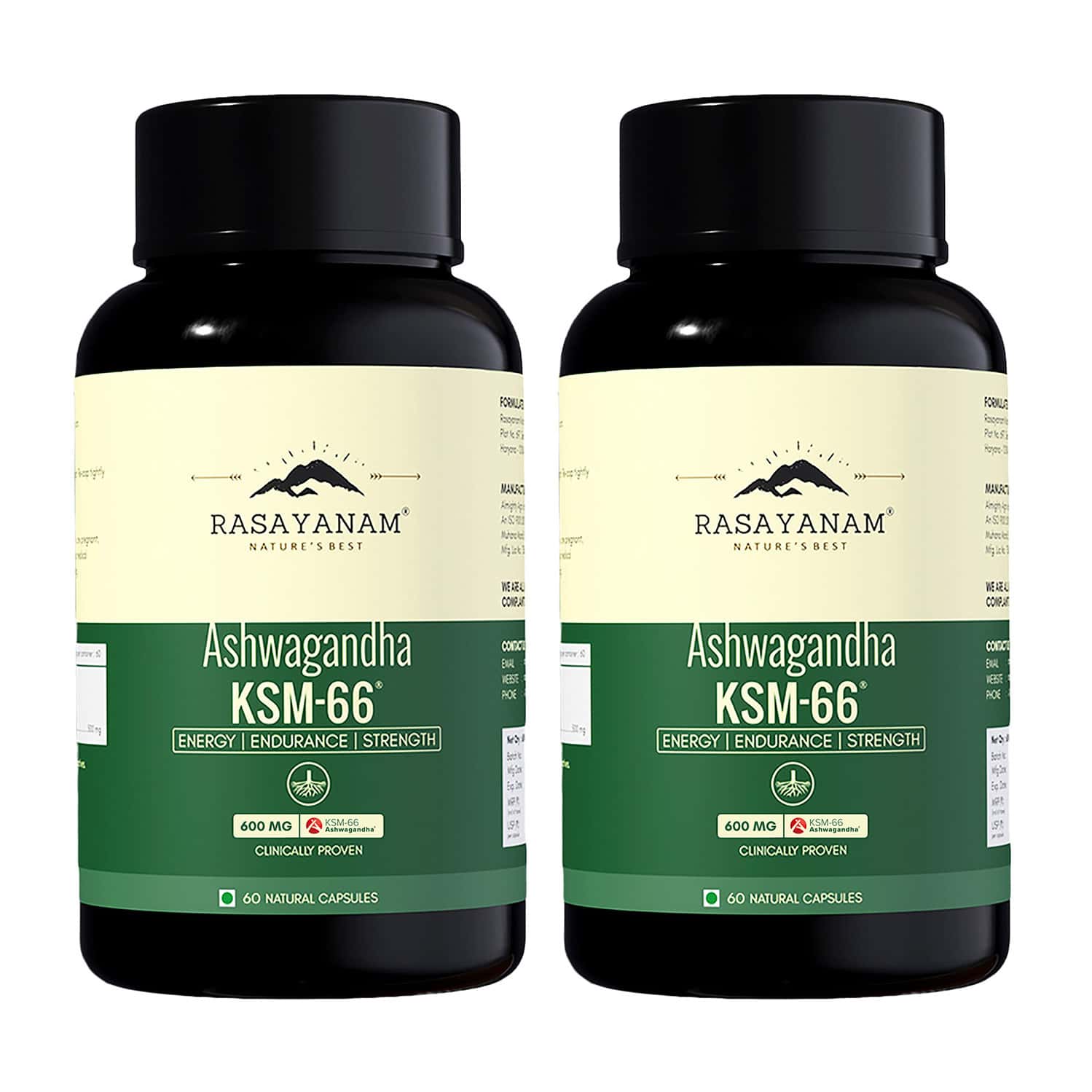 Rasayanam Ashwagandha Ksm-66 Capsules For Stress | Energy & Recovery (120 Capsules | Pack Of 2)
