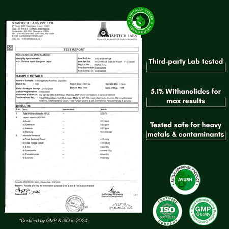 Rasayanam Ashwagandha Ksm-66 Capsules For Stress | Energy & Recovery (120 Capsules | Pack Of 2)