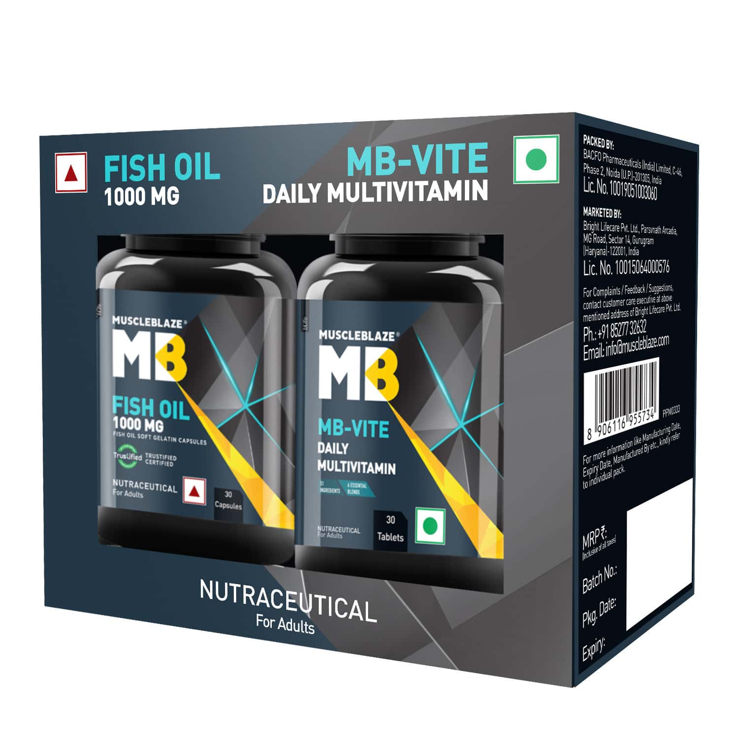Muscleblaze Mb - Vite Daily Multivitamin (30 Tablets) & Omega 3 Fish Oil 1000mg (30 Capsules)