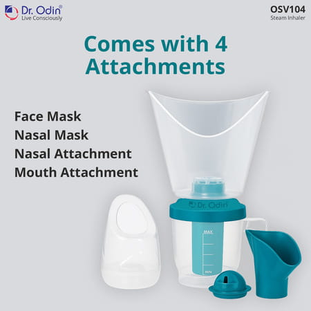 Dr. Odin Osv104 Steam Inhaler & Vaporizer | Cold Cough Sinus Relief Facial Steaming | 4 Attachments