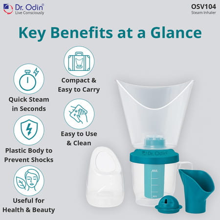 Dr. Odin Osv104 Steam Inhaler & Vaporizer | Cold Cough Sinus Relief Facial Steaming | 4 Attachments