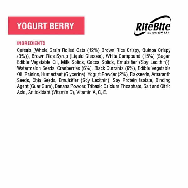 Ritebite Yogurt Berry Breakfast & Nutrition Bar 35G - Pack Of 1