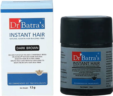 Dr Batra's Instant Hair Natural Keratin Hair Building Fibre Dark Brown- 12 Gm