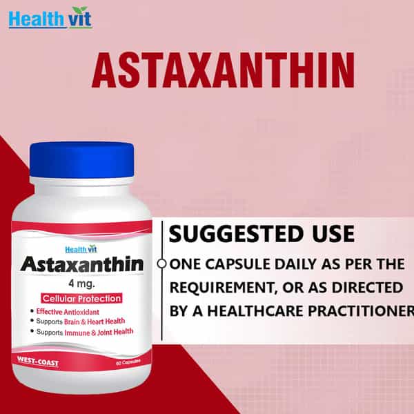 Healthvit Astaxanthin 4 Mg 60 Capsules For Cellular Protection