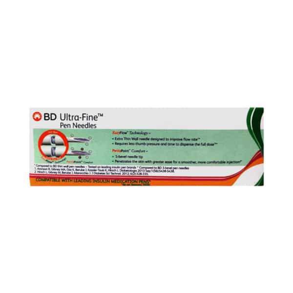 Bd Ultra Fine Easy Flow Sterile 4 Mm X 0.23 Mm Pen Needle 5 No's