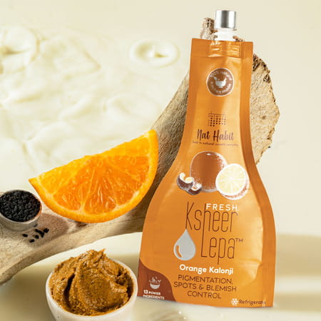 Nat Habit Orange Kalonji Ksheer Lepa | Clay Face Mask | Blackheads & Whiteheads & Pigmentation - 40G