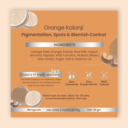 Nat Habit Orange Kalonji Ksheer Lepa | Clay Face Mask | Blackheads & Whiteheads & Pigmentation - 40G