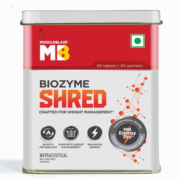 Muscleblaze Biozyme Shred | 90 Tablets | Supports Weight Management & Boosts Metabolism