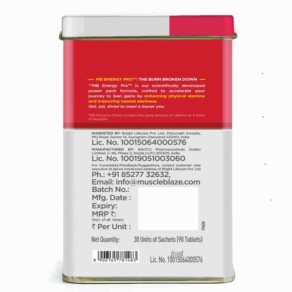 Muscleblaze Biozyme Shred | 90 Tablets | Supports Weight Management & Boosts Metabolism