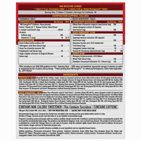 Muscleblaze Biozyme Shred | 90 Tablets | Supports Weight Management & Boosts Metabolism