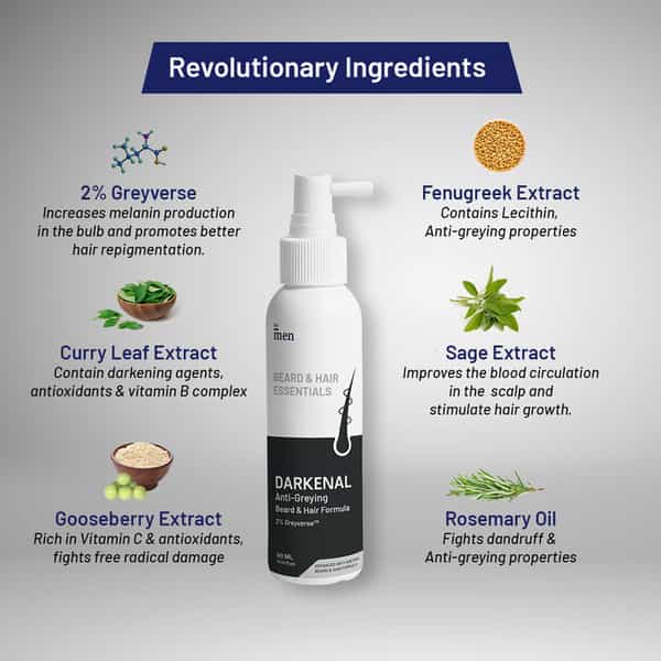 Formen Darkenal Anti Greying Beard & Hair Formula | Pigmented | Hair Greying | Thinning|60Ml