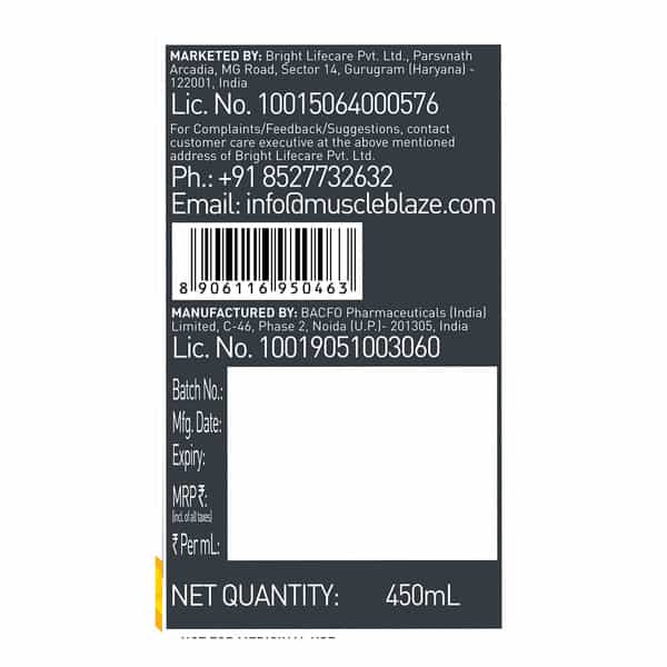 Muscleblaze Liquid L - Carnitine 1100Mg (Tangy Orange | 450Ml | 30 Servings)