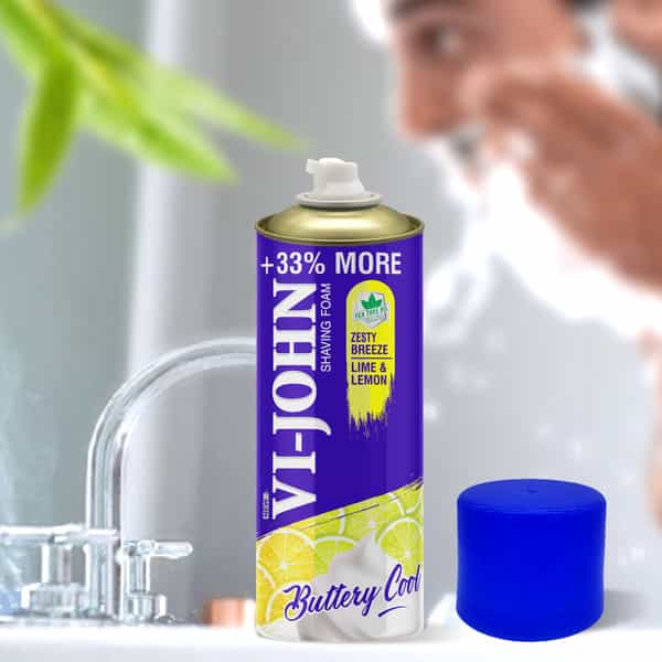 Vi-John Shaving Foam Zesty Breeze Lemon Lime Shaving Foam For Men 400Gm Each (Pack Of 3)