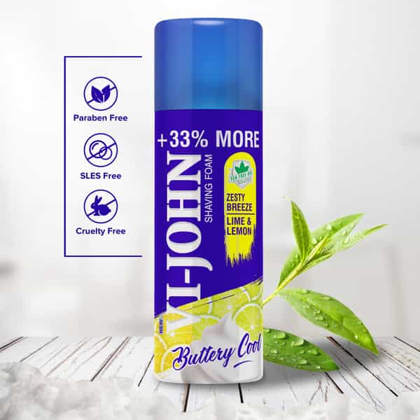 Vi-John Shaving Foam Zesty Breeze Lemon Lime Shaving Foam For Men 400Gm Each (Pack Of 3)