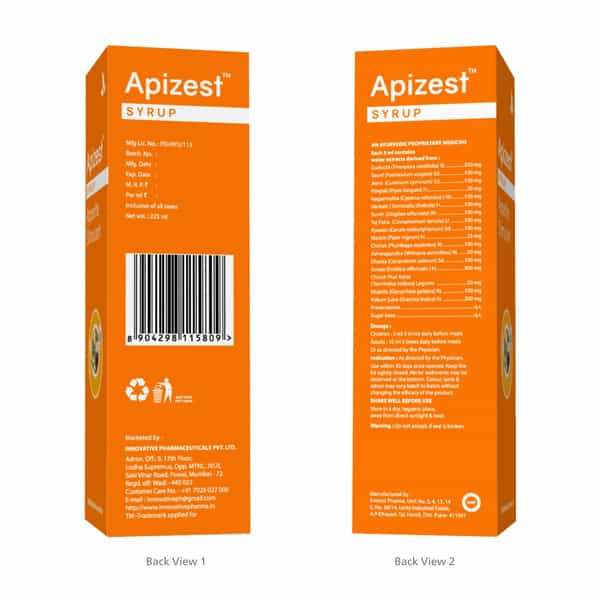 Apizest Syrup 225 Ml | For Boosting Healthy Appetite | Promotes Weight Gain (Pack Of 2)