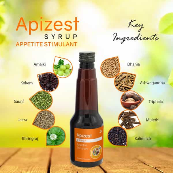 Apizest Syrup 225 Ml | For Boosting Healthy Appetite | Promotes Weight Gain (Pack Of 2)