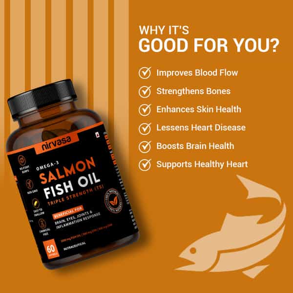 Nirvasa Salmon Fish Oil Triple Strength For Healthy Heart | Brain And Eyes ( 60 Softgel )