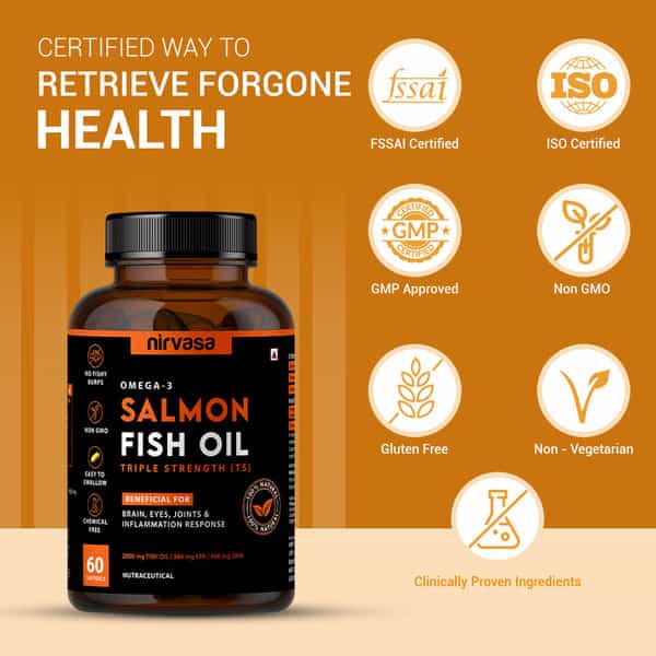 Nirvasa Salmon Fish Oil Triple Strength For Healthy Heart | Brain And Eyes ( 60 Softgel )