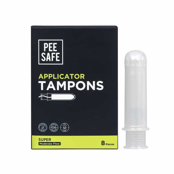 Pee Safe Applicator Tampons For Moderate Flow 8 Pieces | Leak Proof | Highly Absorbent | Bpa Free