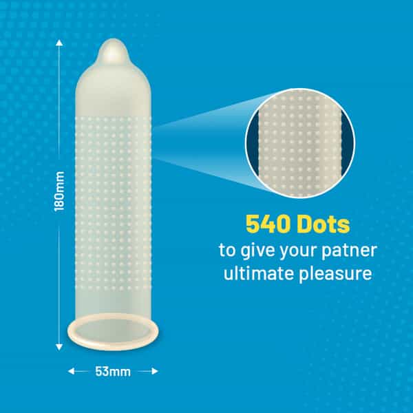 Formen Joymax Dotted Condoms For Men With Disposable Pouches Strawberry Flavour-10 Count-Pack Of 3