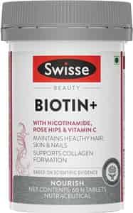 Swisse Beauty Biotin+ With Nicotinamide Rose Hips & Vitamin C | 60 Tablets Bottle