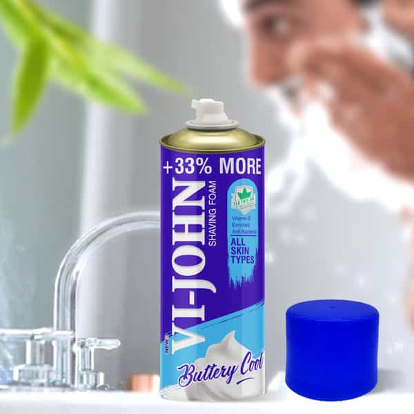 Vi-John Shaving Foam All Skin Type | Vitamin E & Anti-Bacterial (400Gm Each | Pack Of 2)