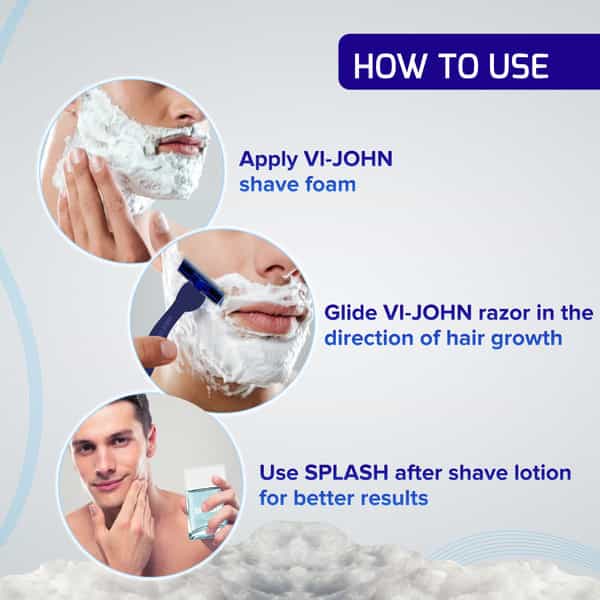 Vi-John Shaving Foam All Skin Type | Vitamin E & Anti-Bacterial (400Gm Each | Pack Of 2)